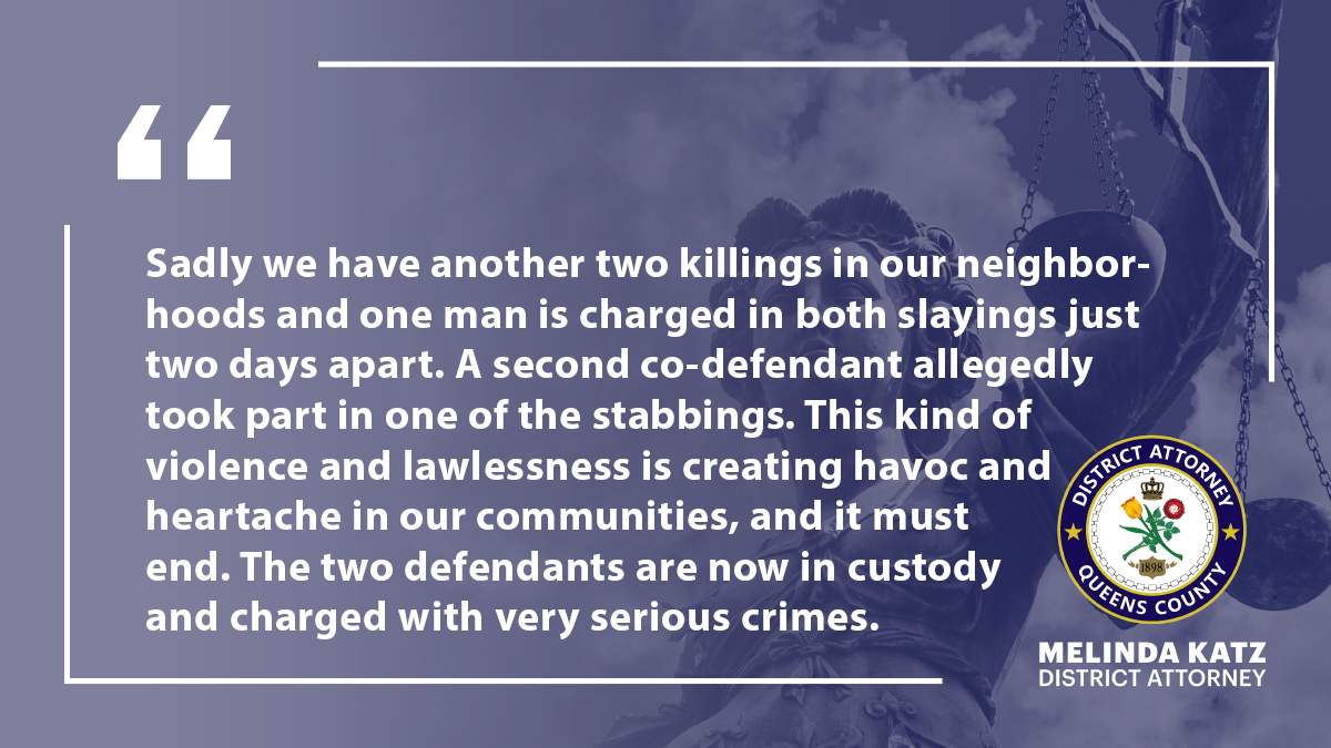 TWO MEN CHARGED WITH STABBING DEATH IN QUEENS; ONE OF THE DEFENDANTS ...