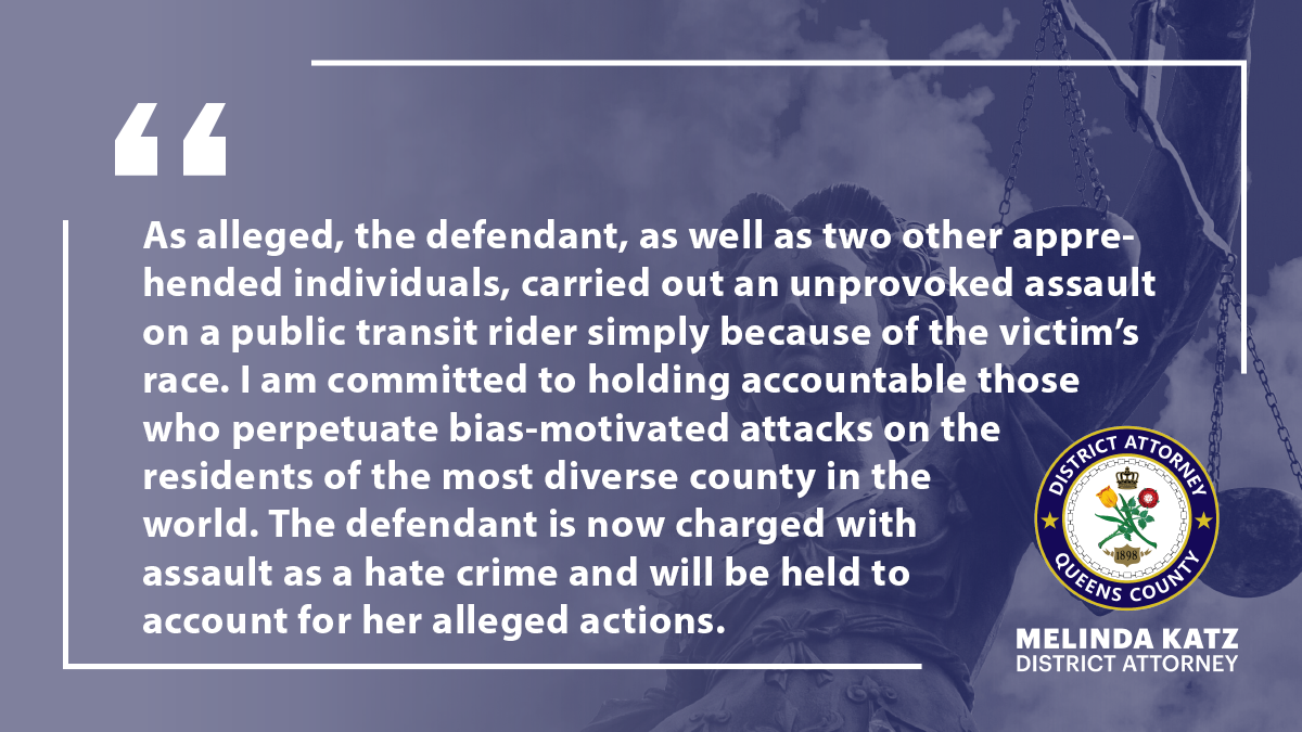 THIRD FEMALE CHARGED WITH HATE ATTACK ON QUEENS BUS - OFFICE OF