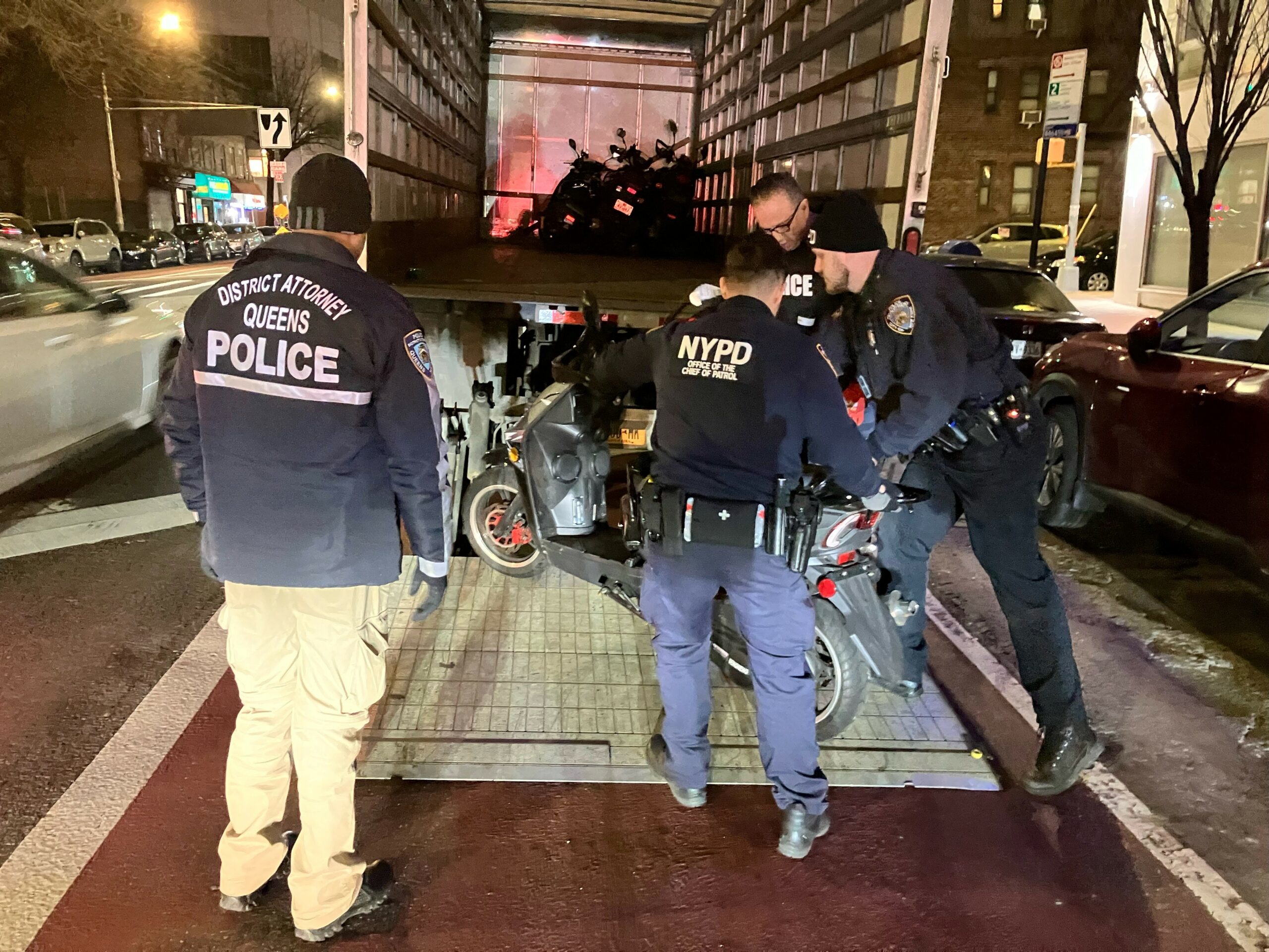 ILLEGAL SCOOTERS SEIZED BY OFFICERS FROM DA’S OFFICE AND NYPD